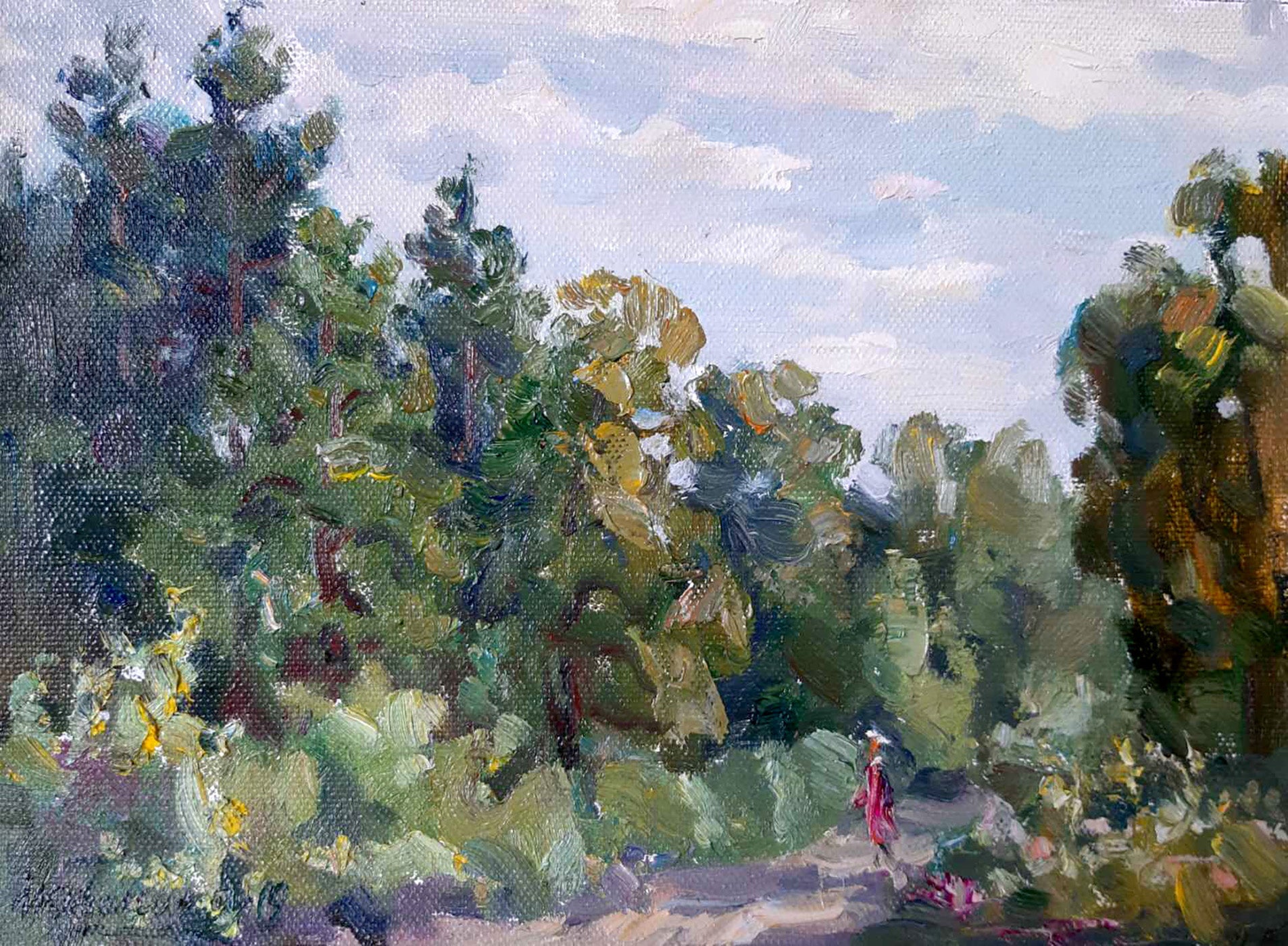 Oil painting Goes through the woods Kovalenko Ivan Mikhailovich