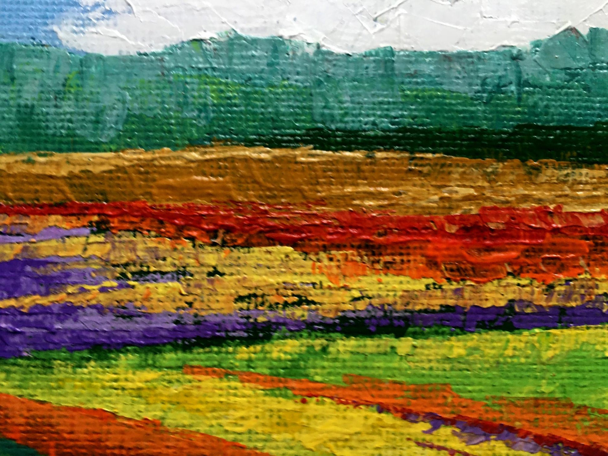 Oil painting After the Rain by V. Zadorozhnya with vibrant colorful bands