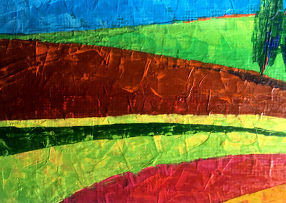 Oil painting Lonely trees in fields by Zadorozhnya V.V. vibrant abstract bands