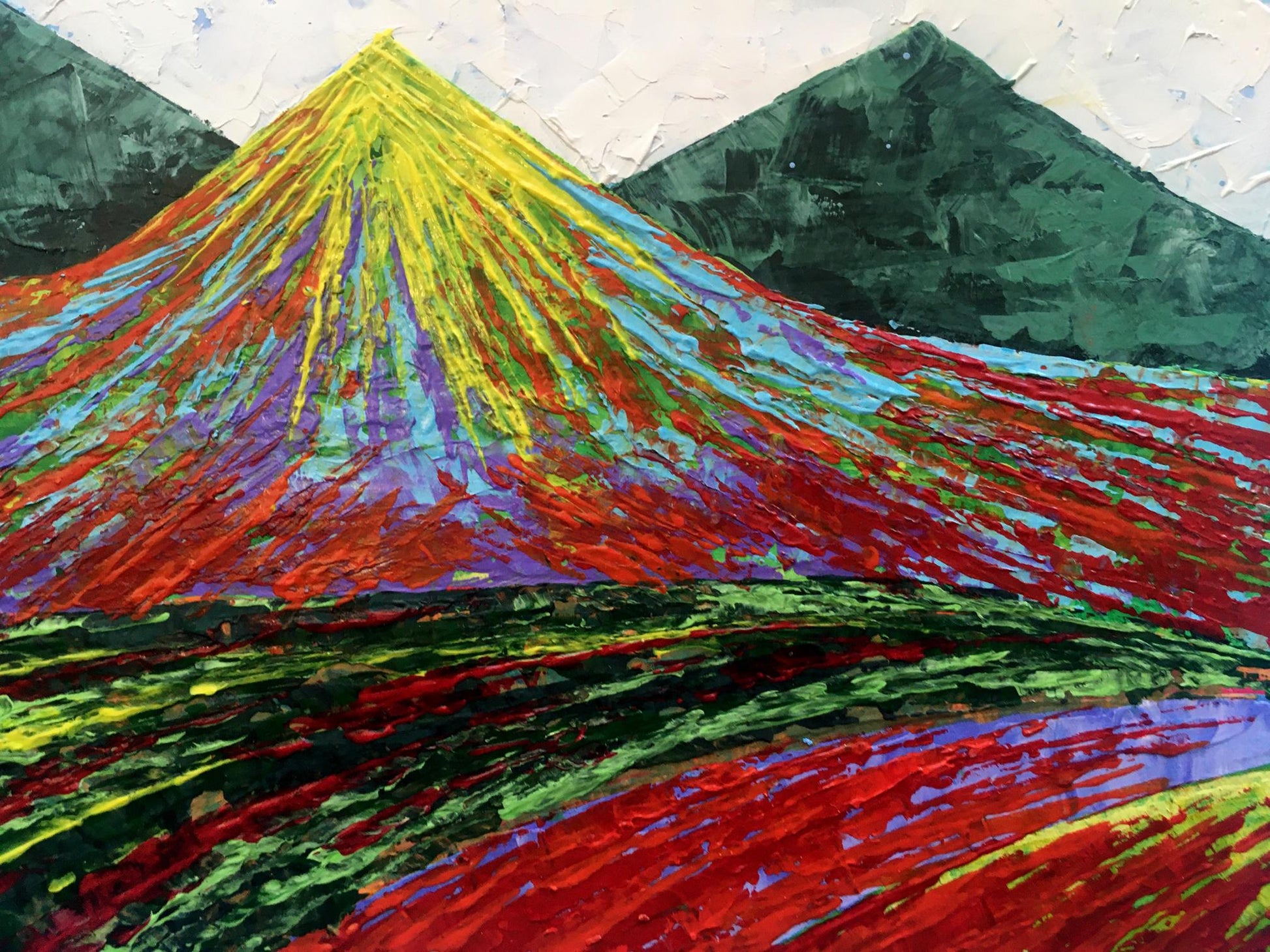Vibrant Great Peak Mountains oil painting by V. Zadorozhnya