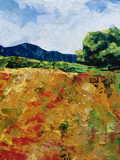 Oil painting Summer day by Zadorozhnya V. V. vibrant field and mountains