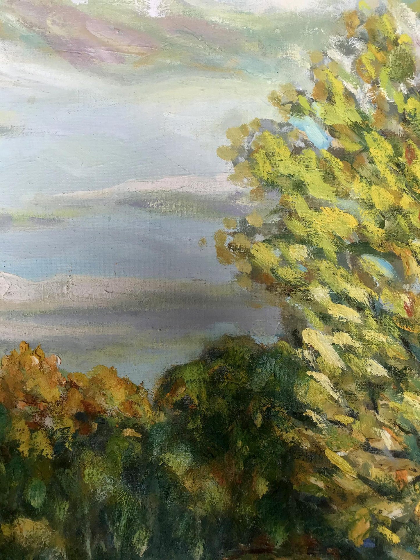Oil painting Summer’s Lake Retreat by Shapoval Ivan Leontyevich with lush green foliage
