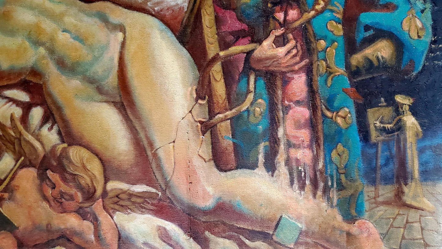 Oil painting The dream of Leonardo da Vinci by Litvinov Daniil Olegovich, reclining nude