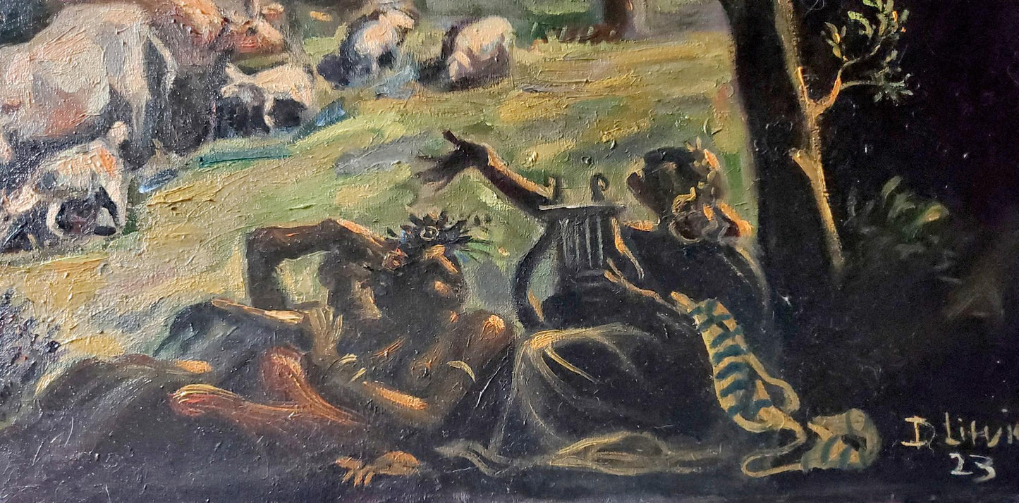 Oil painting Noon in Italy by Litvinov Daniil Olegovich, mythological pastoral scene