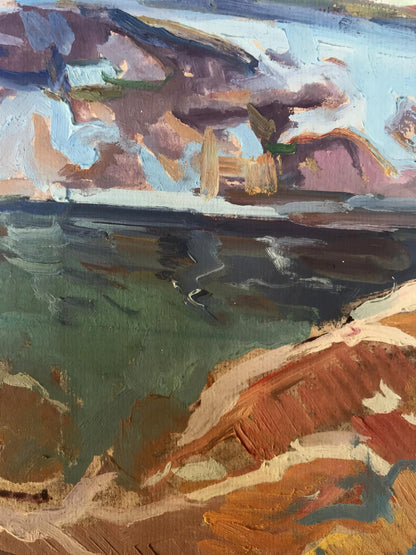 Oil painting Early winter by Alexander Arkadievich Litvinov, abstract landscape