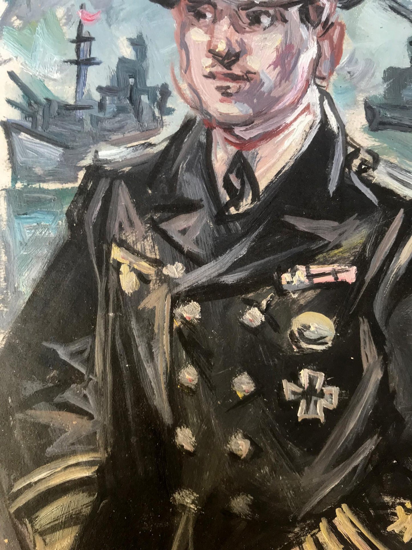 Oil painting portrait of Ship officer Alexander Arkadievich Litvinov in navy uniform