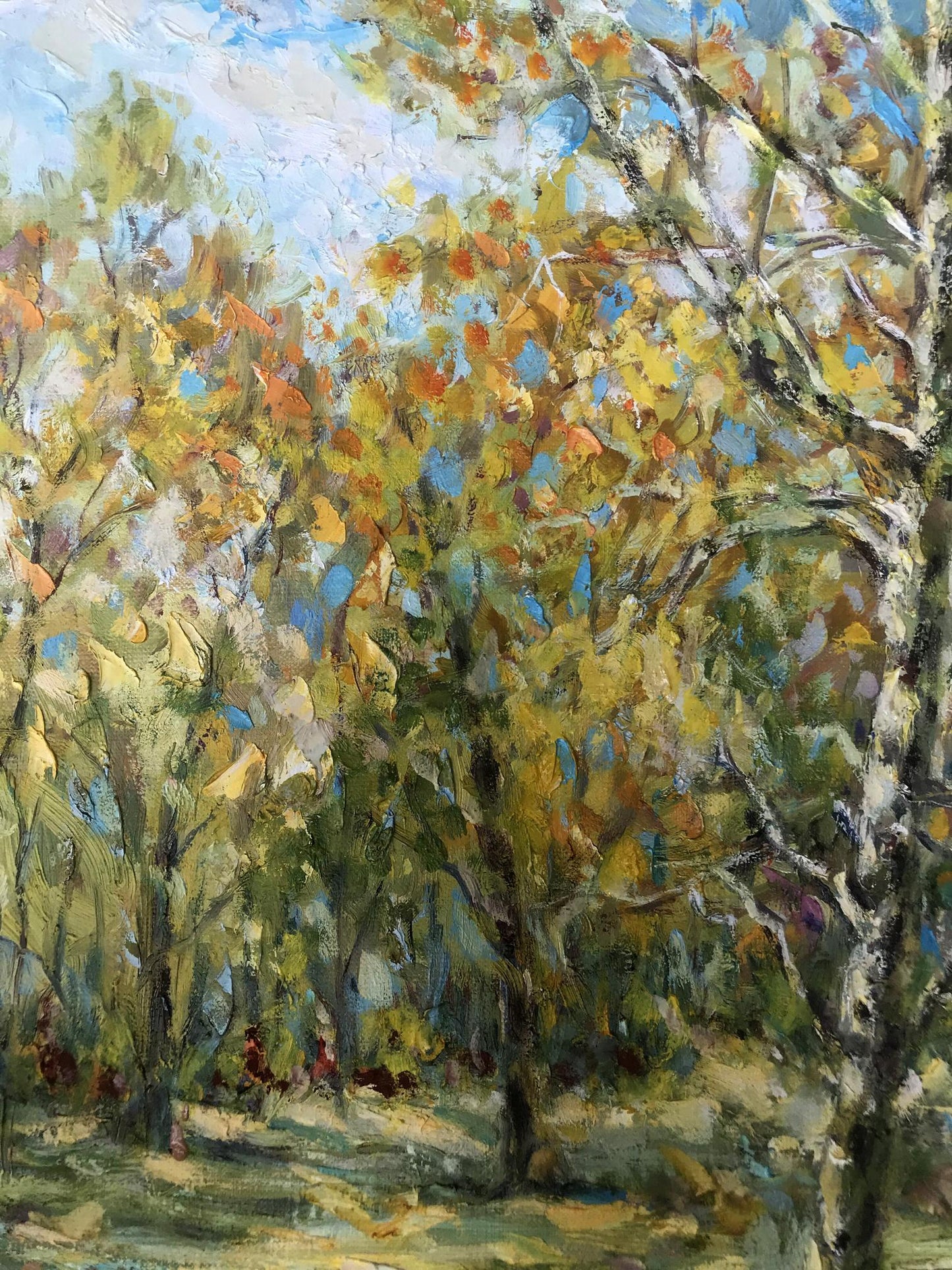 Autumn forest oil painting by Shapoval Ivan Leontyevich in vibrant yellows
