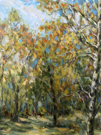 Autumn forest oil painting by Shapoval Ivan Leontyevich in vibrant yellows