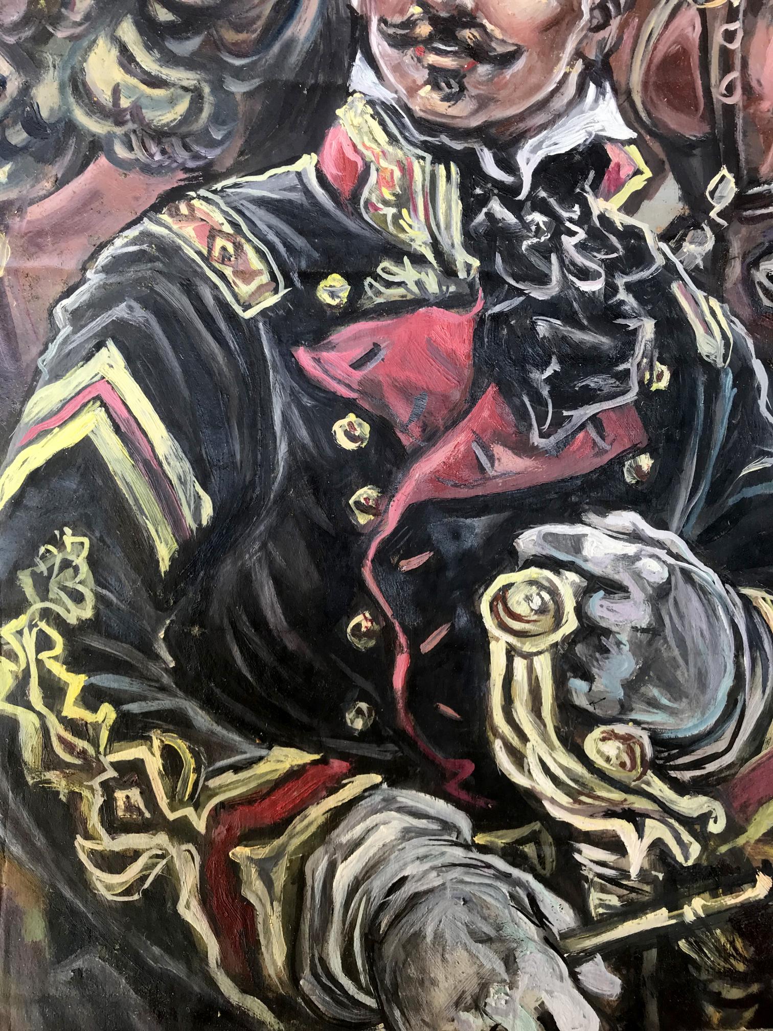 Oil painting portrait of officer and horse by Alexander Litvinov