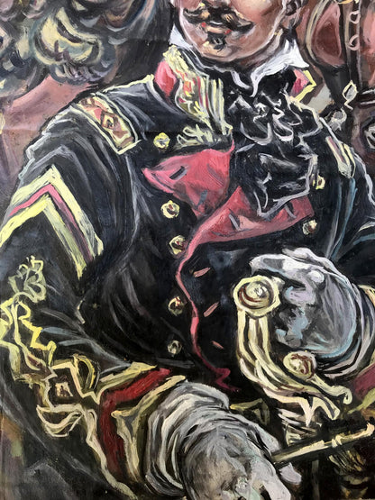 Oil painting portrait of officer and horse by Alexander Litvinov