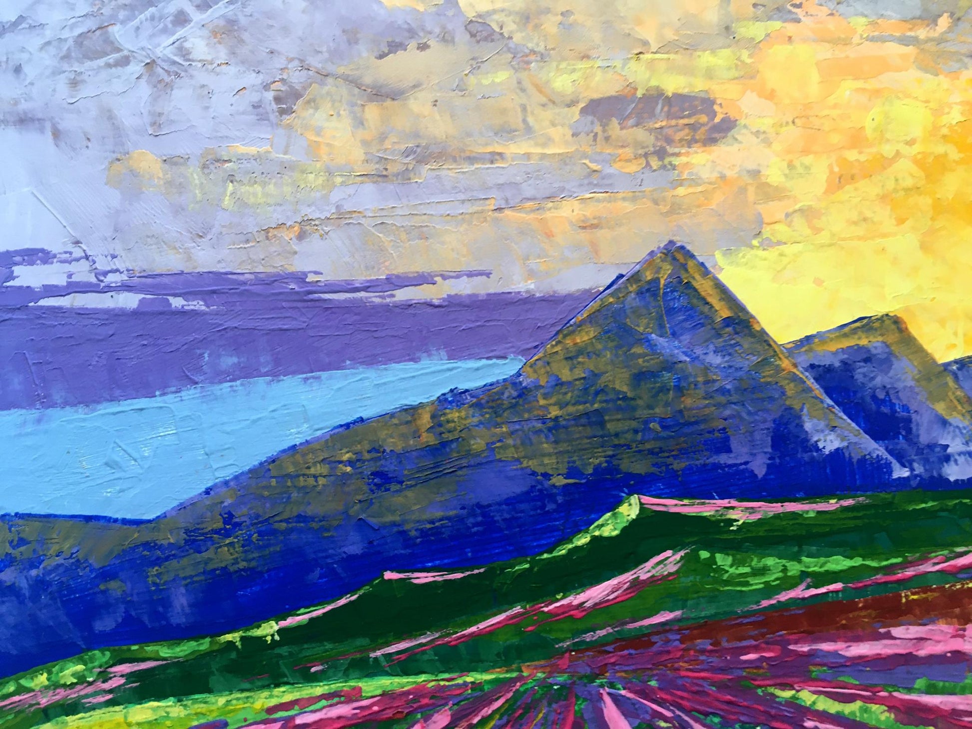 Vibrant impressionist oil painting Sunrise on the mountains by Zadorozhnya V. V