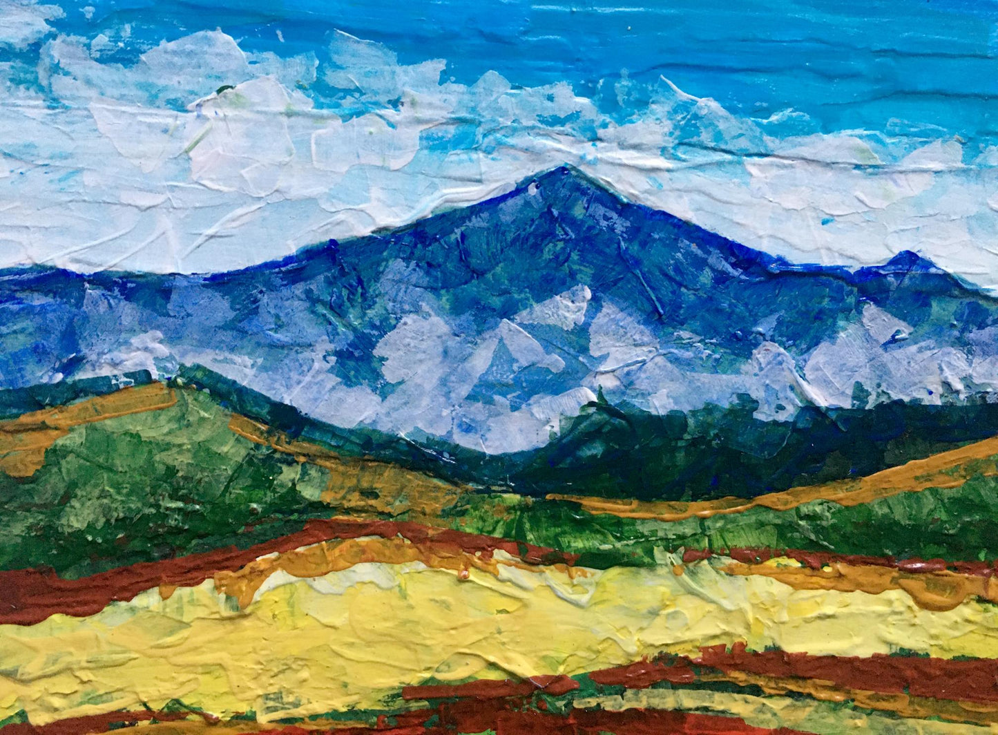 Oil painting Mountain view V. Zadorozhnya textured impressionistic peaks