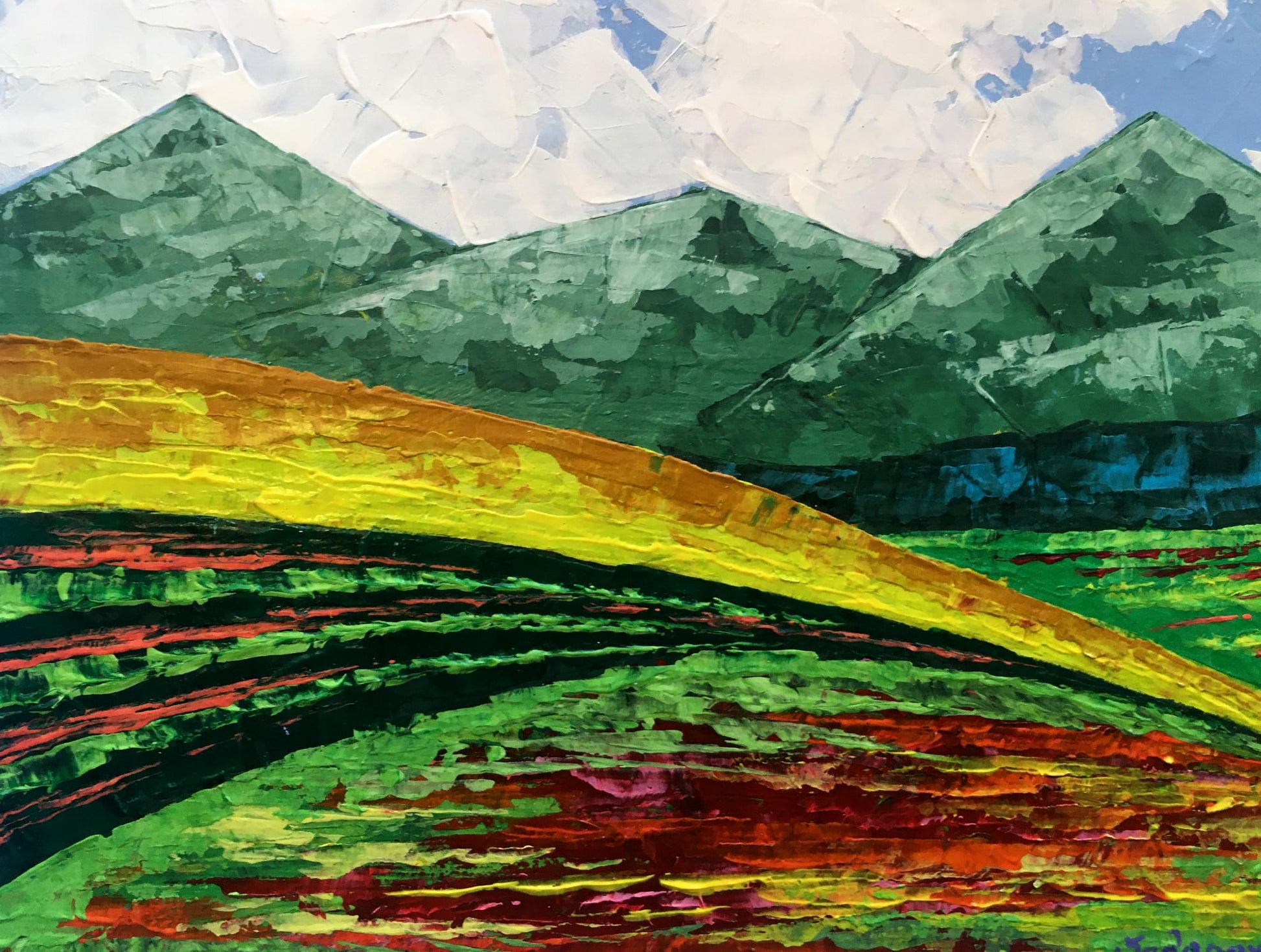 Oil painting Summer in the mountains by Zadorozhnya V. V. vibrant landscape