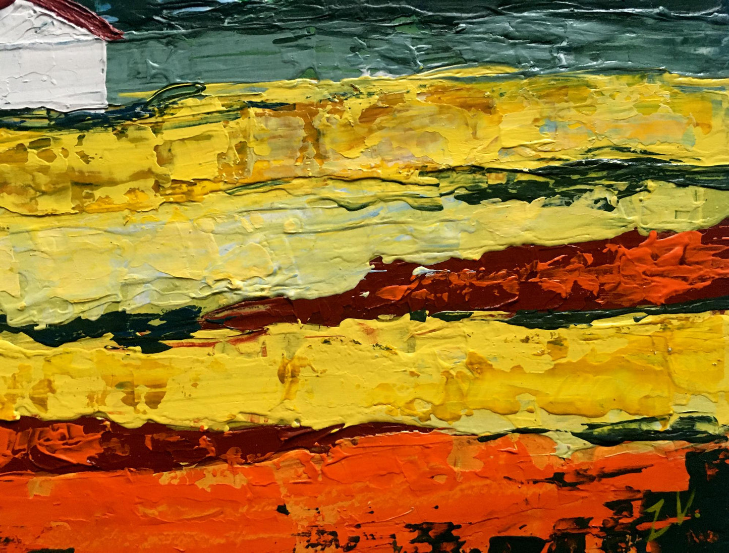 Vibrant oil painting House by the coast by Zadorozhnya V. V. in bold hues