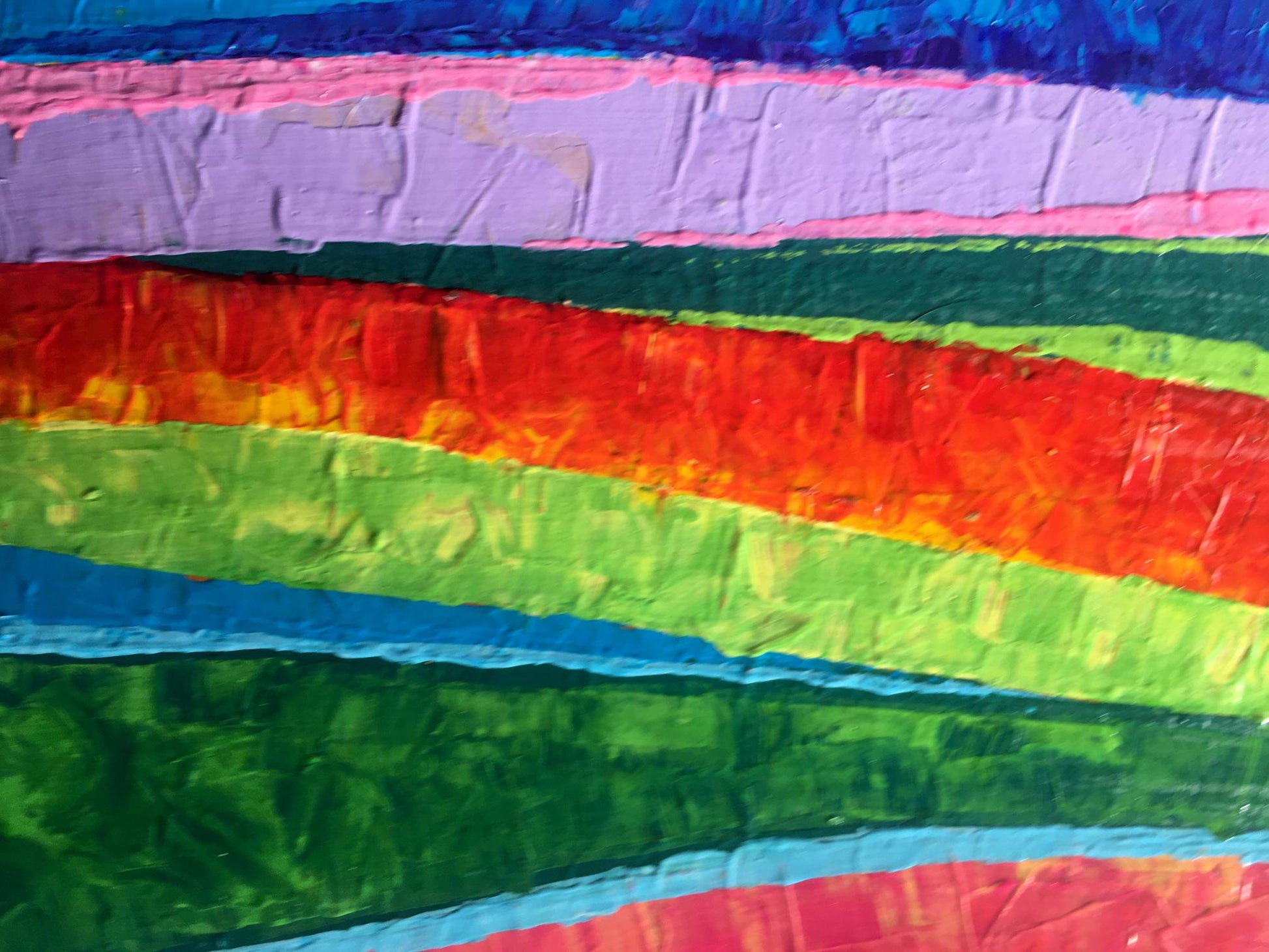Vibrant oil painting Beyond the Mountains by Zadorozhnya V. V. with bold stripes