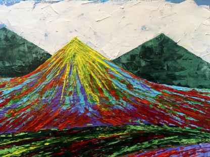 Oil painting Great Peak Mountains by V. Zadorozhnya vibrant textured peak