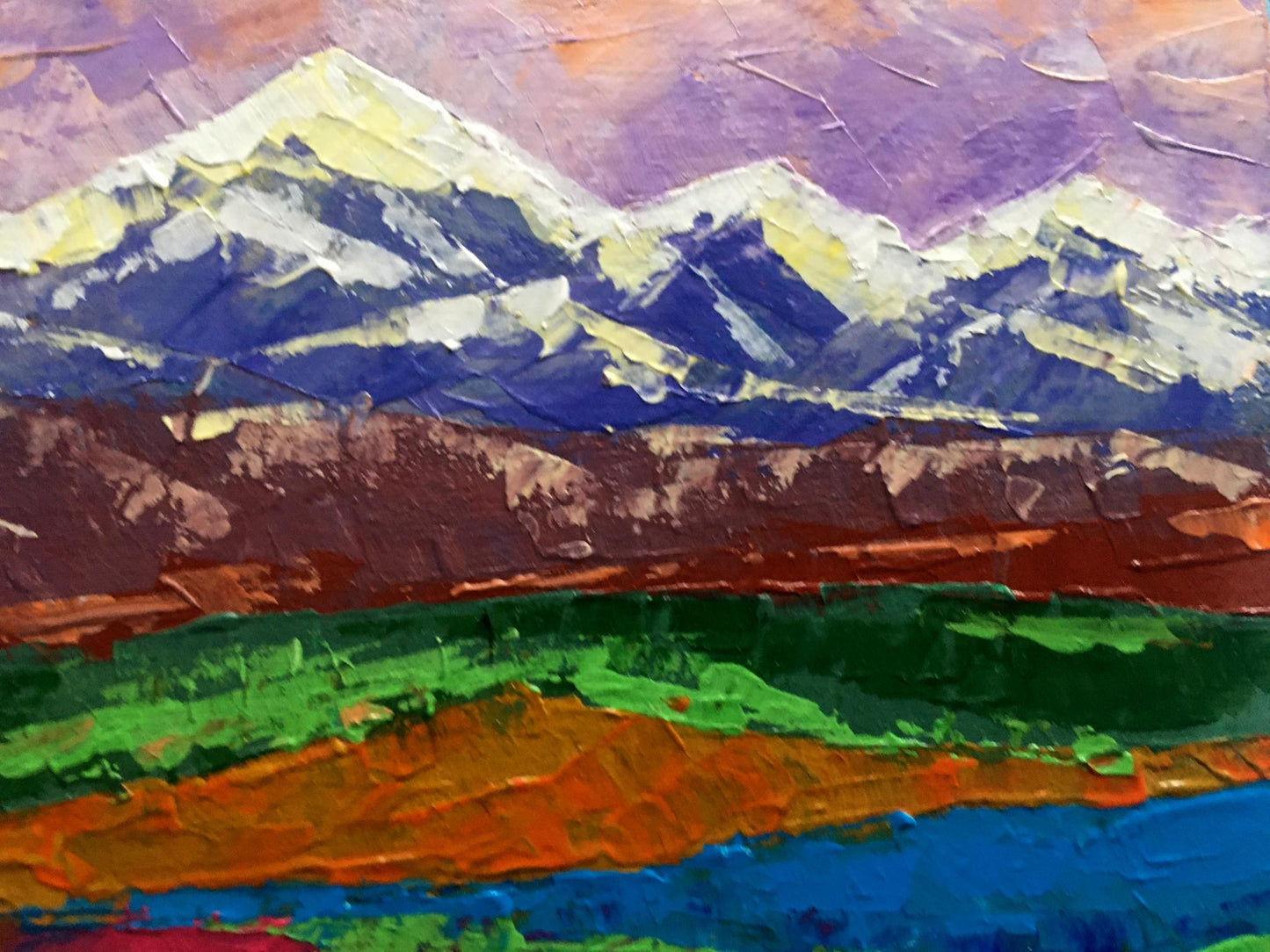 Vibrant impressionist Evening in the Mountains oil painting by Zadorozhnya V. V