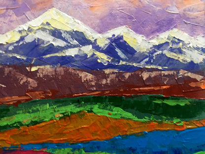 Vibrant impressionist Evening in the Mountains oil painting by Zadorozhnya V. V