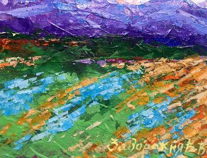 Vibrant impressionist oil painting Holidays in the mountains by V. Zadorozhnya