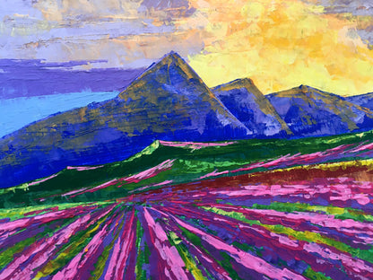 Vibrant impressionist oil painting Sunrise on the mountains by Zadorozhnya V. V