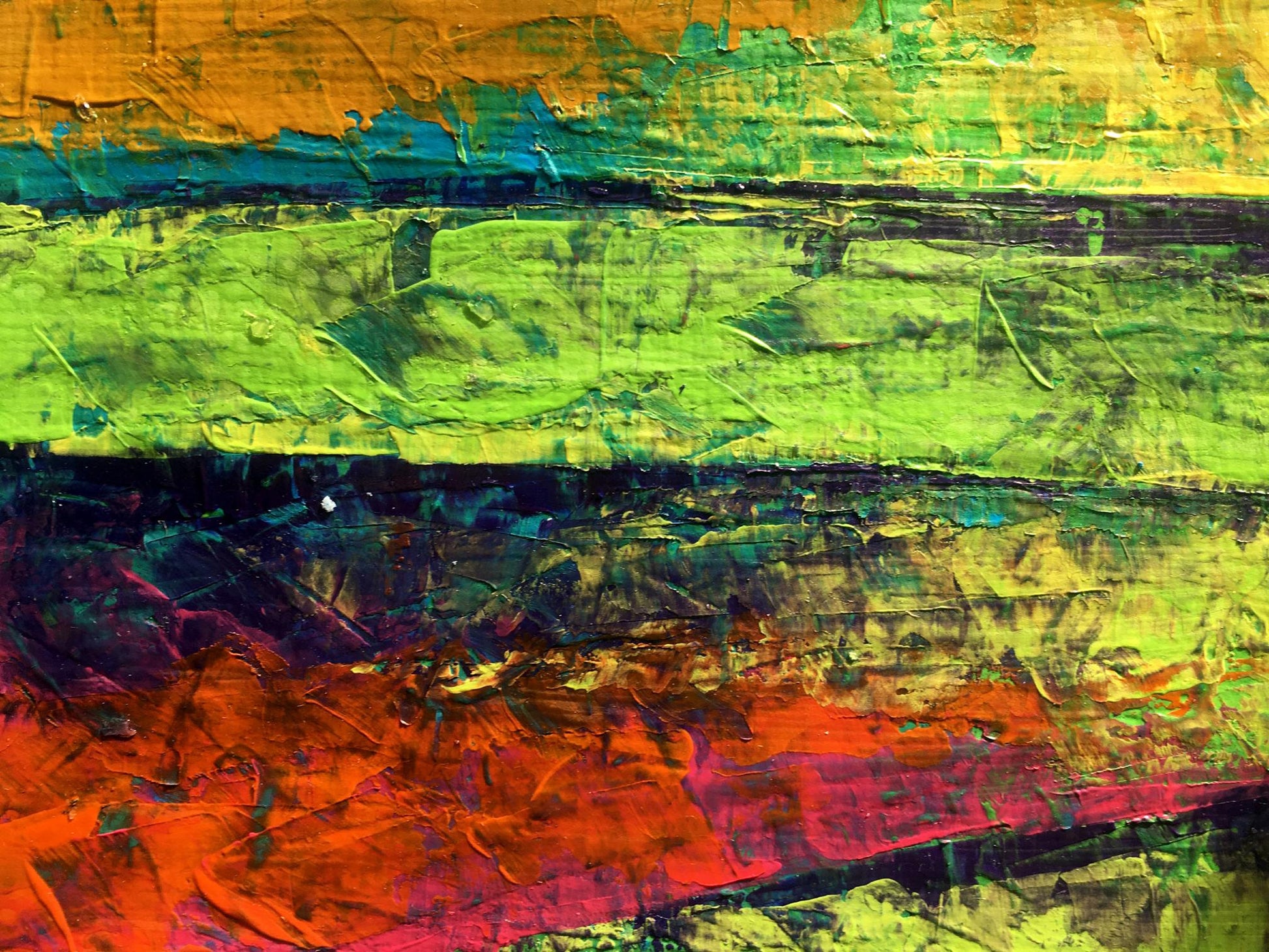Vibrant oil painting In the summer mountains by Zadorozhnya V. V. in bold greens