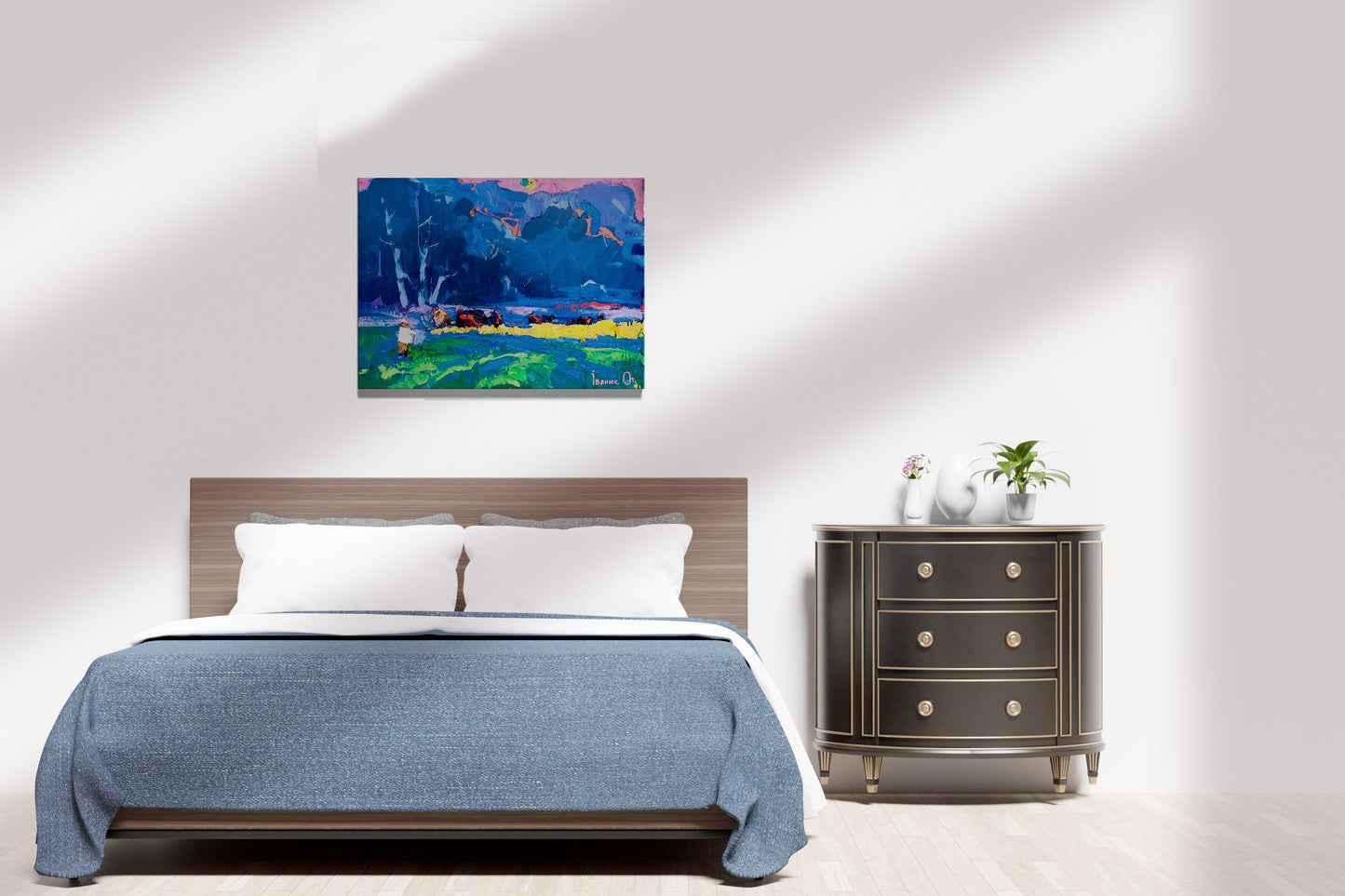 Oil Painting Nature Landscape Village landscape Art 