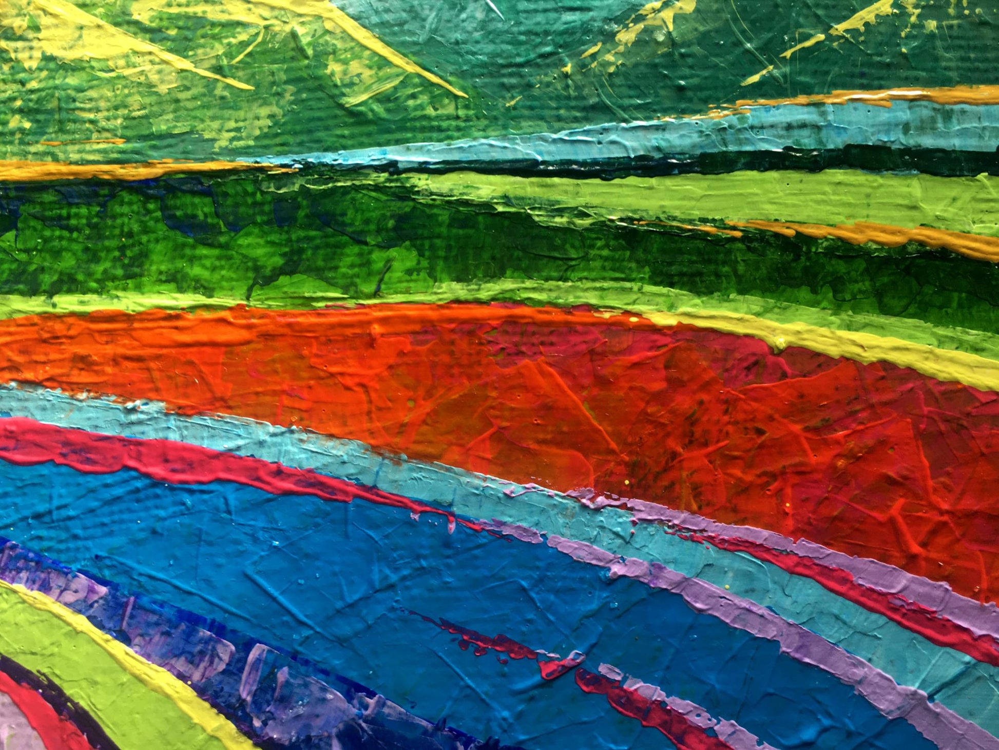 Vibrant Big Mountains oil painting by V. Zadorozhnya with textured colors