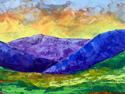 Vibrant textured mountain landscape oil painting By the Evening by V. Zadorozhnya