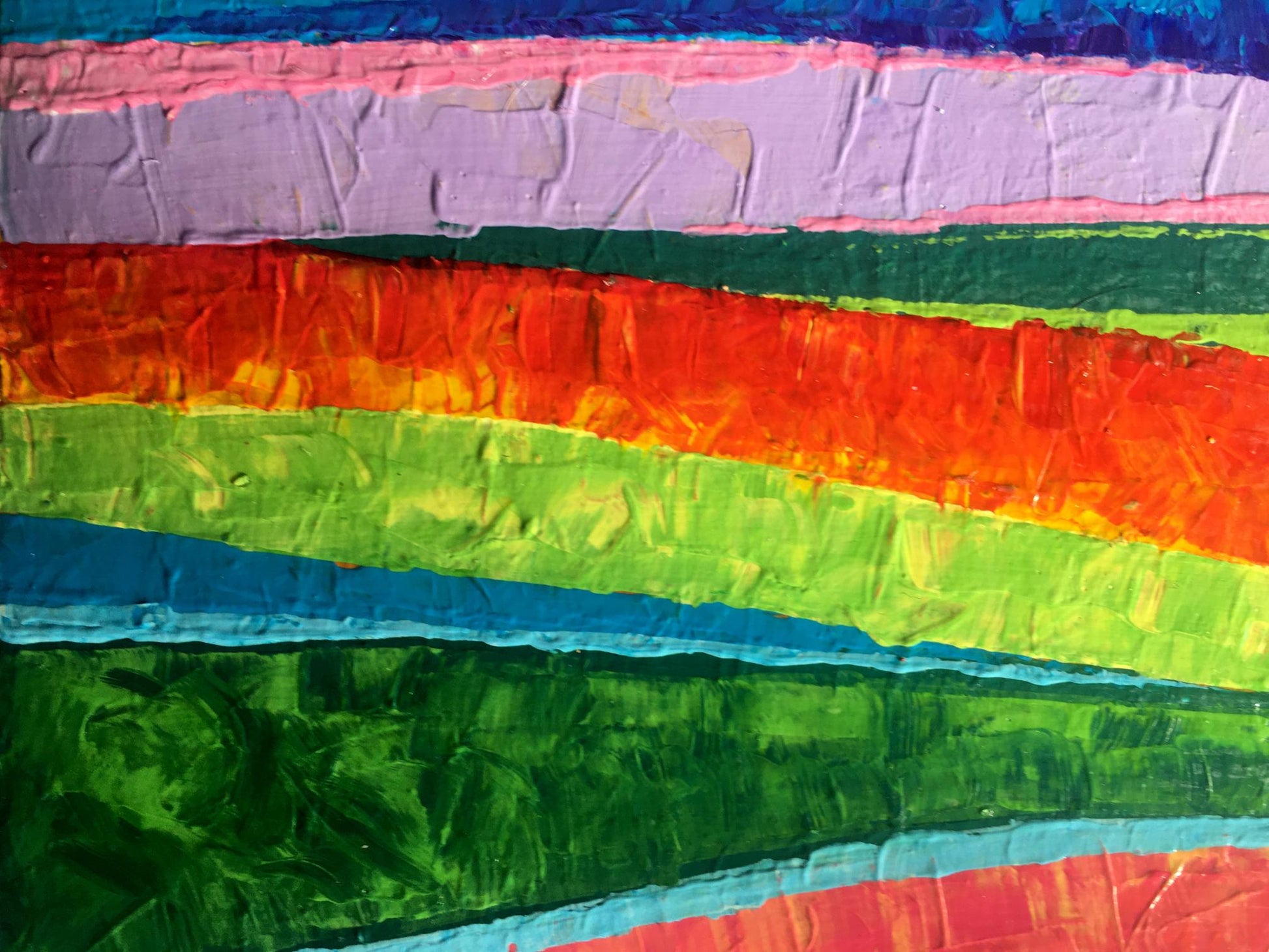 Oil painting Beyond the Mountains by Zadorozhnya V.V. with rainbow stripes