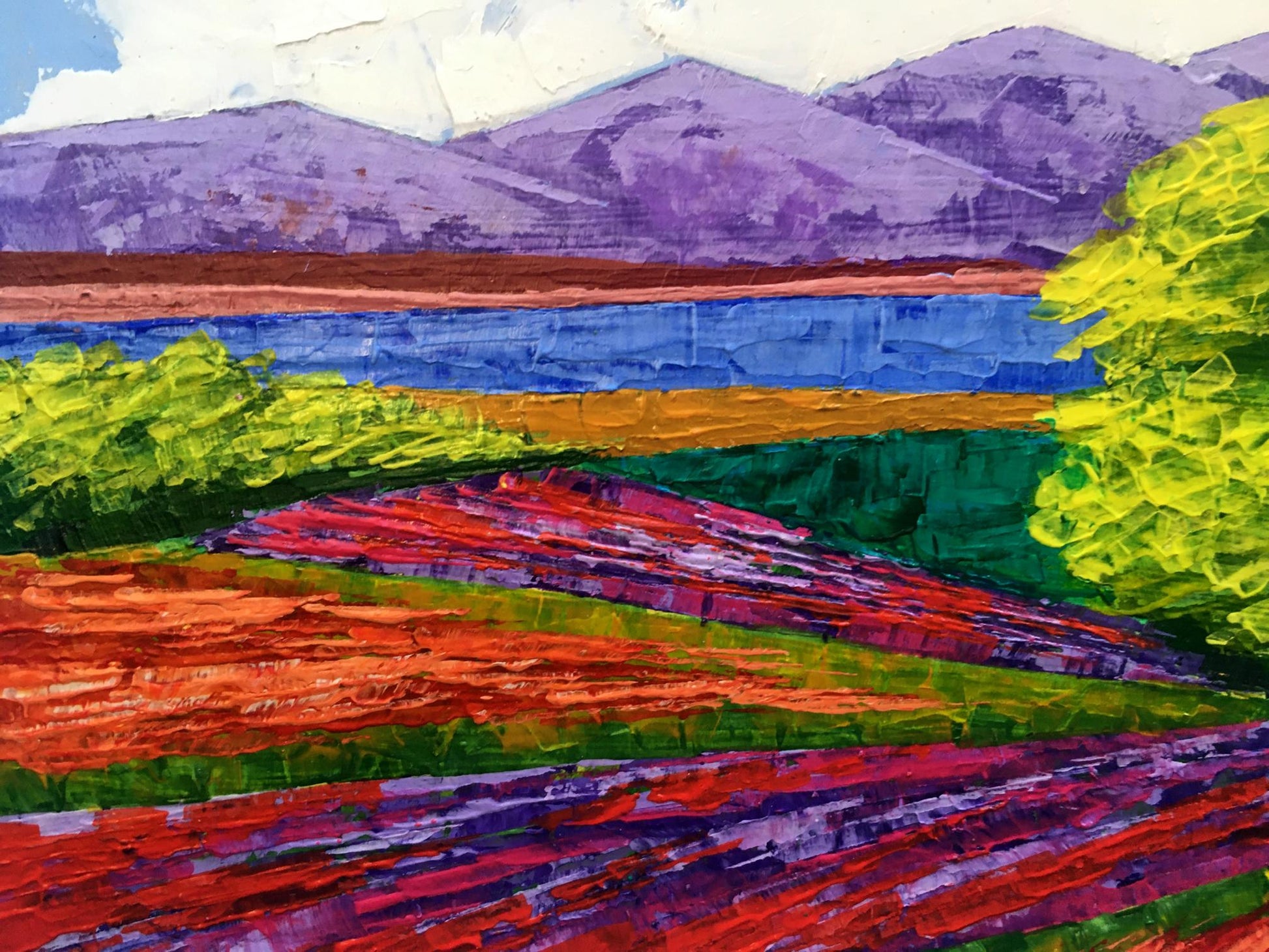 Vibrant impressionist oil painting Road to the Mountains by Zadorozhnya V.V