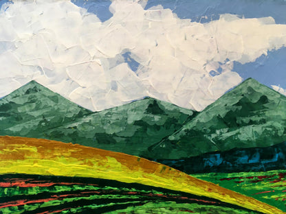 Oil painting Summer in the mountains by Zadorozhnya V. V. textured green landscape