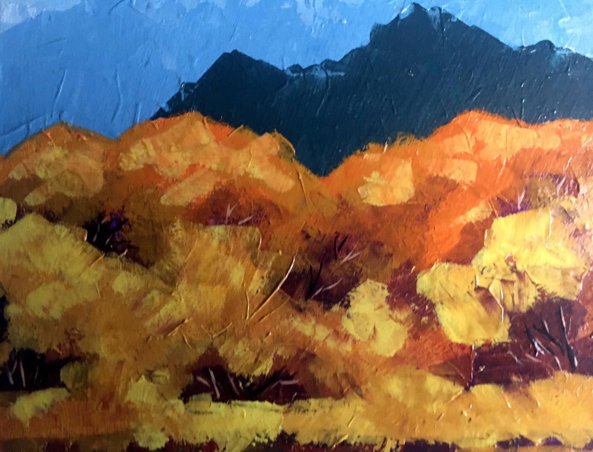 Vibrant oil painting of autumn mountains by V. Zadorozhnya