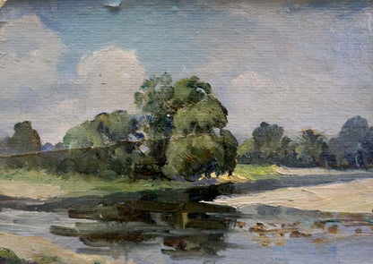 Serene impressionist oil painting Before the Rain by unknown artist, tranquil river scene