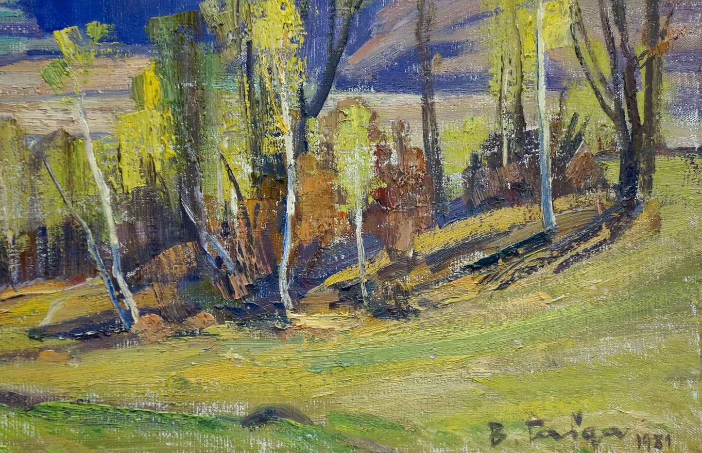 Vibrant impressionist forest oil painting by Gabda Vasily Georgievich