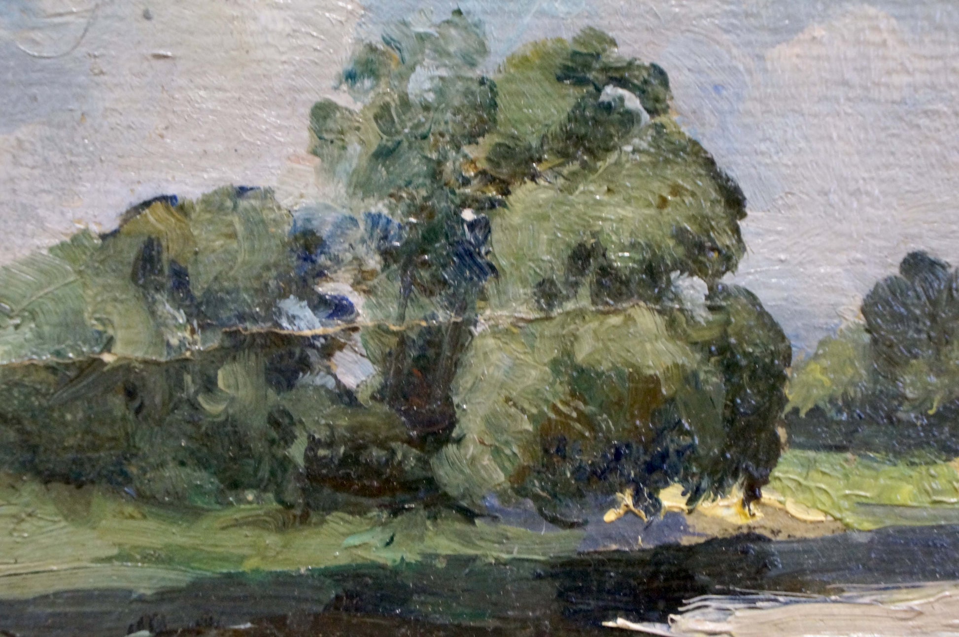 Oil painting Before the Rain by unknown artist, lush green tree impressionistic style