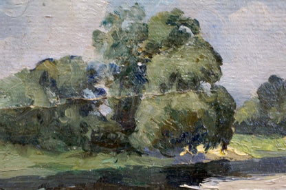 Oil painting Before the Rain by unknown artist, lush green tree impressionistic style
