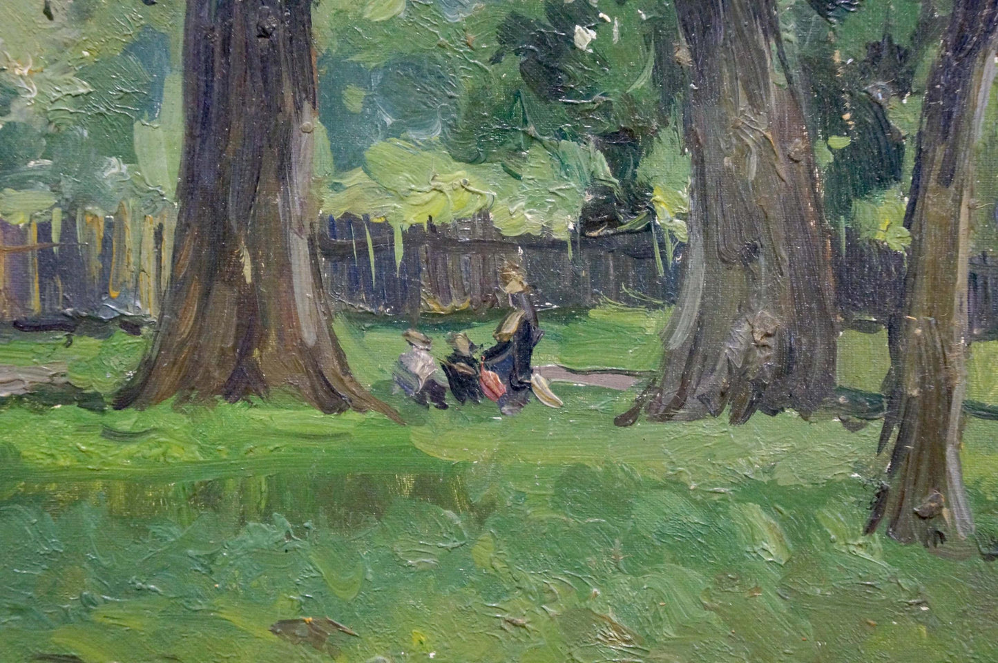 Serene park oil painting by Chernesheva P. with trees and green grass