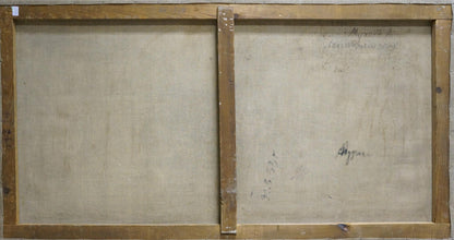 Back of Muho Nikolay Antonovich Catch Fish oil painting diptych with pencil inscriptions