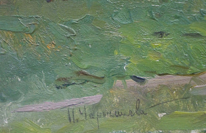 Textured impasto oil painting People have a rest by Chernesheva P