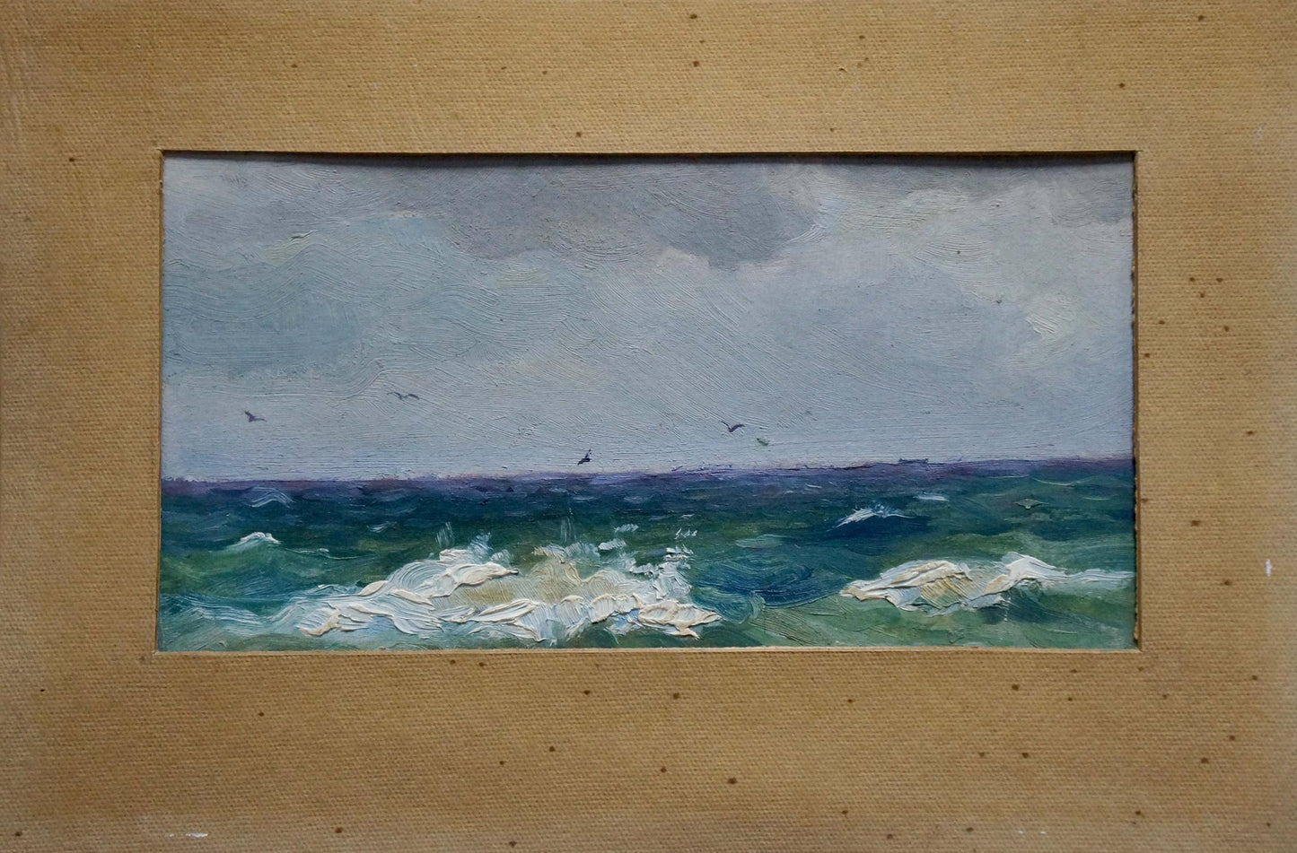 Oil painting of stormy teal sea by Knishevsky Vladimir Leonidovich
