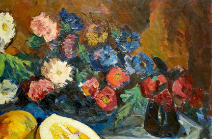 Oil painting of colorful flowers by Alexander Kerzhner