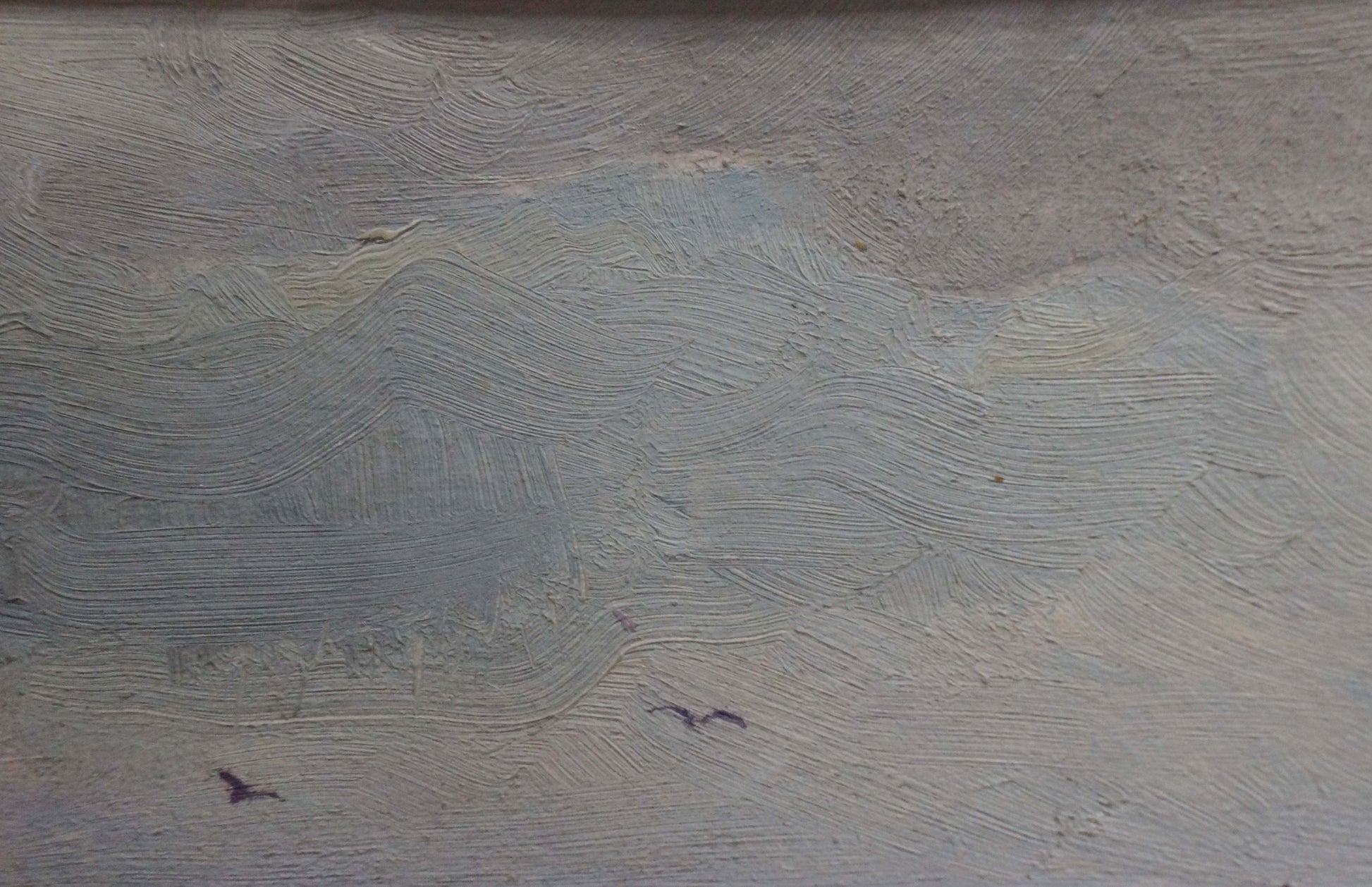 Oil painting Marine sketch by Knishevsky Vladimir Leonidovich: textured gray canvas with bird silhouettes