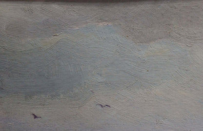 Oil painting Marine sketch by Knishevsky Vladimir Leonidovich: textured gray canvas with bird silhouettes