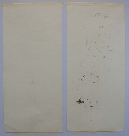 Back of Abstract painting Vases Albina Yaloz: aged off-white paper with stains and handwritten notation