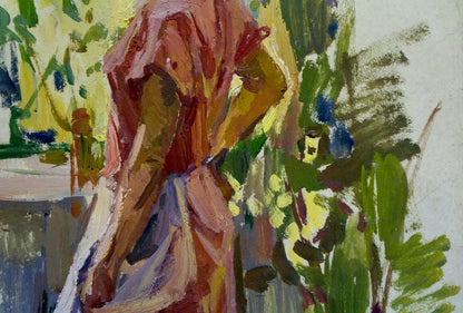 Vibrant impressionist oil portrait of woman by Sukhorukikh Anatoly Ivanovich