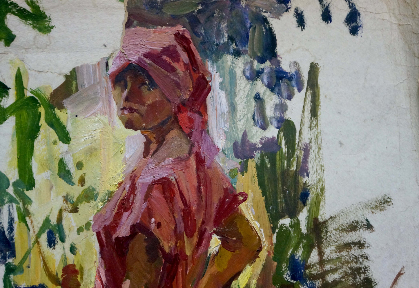 Vibrant impressionistic oil portrait of woman by Sukhorukikh Anatoly Ivanovich