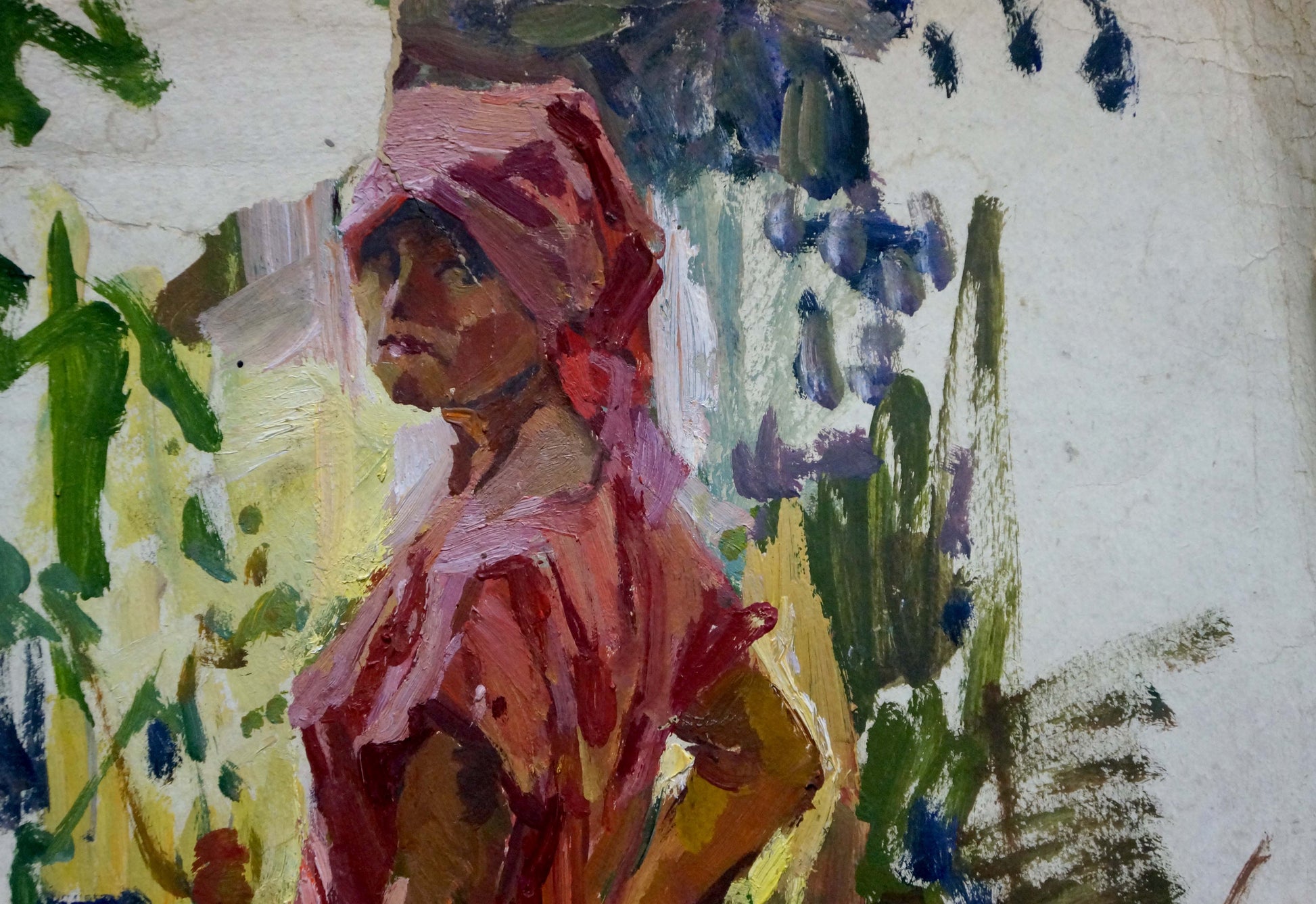 Vibrant impressionistic oil portrait of woman by Sukhorukikh Anatoly Ivanovich