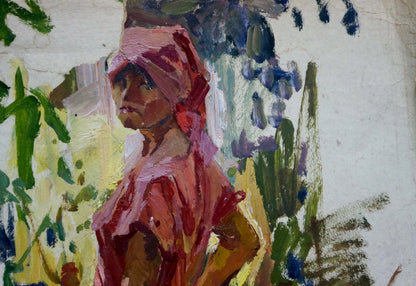 Vibrant impressionistic oil portrait of woman by Sukhorukikh Anatoly Ivanovich