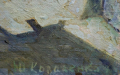 Oil painting Night by Yuri Andreevich Kovalenko on textured canvas