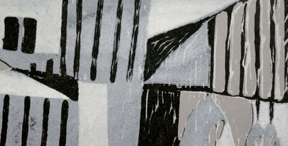 Abstract black and gray textured painting Human thoughts by Albina Yaloz